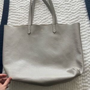Cuyana grey pebbled leather tote